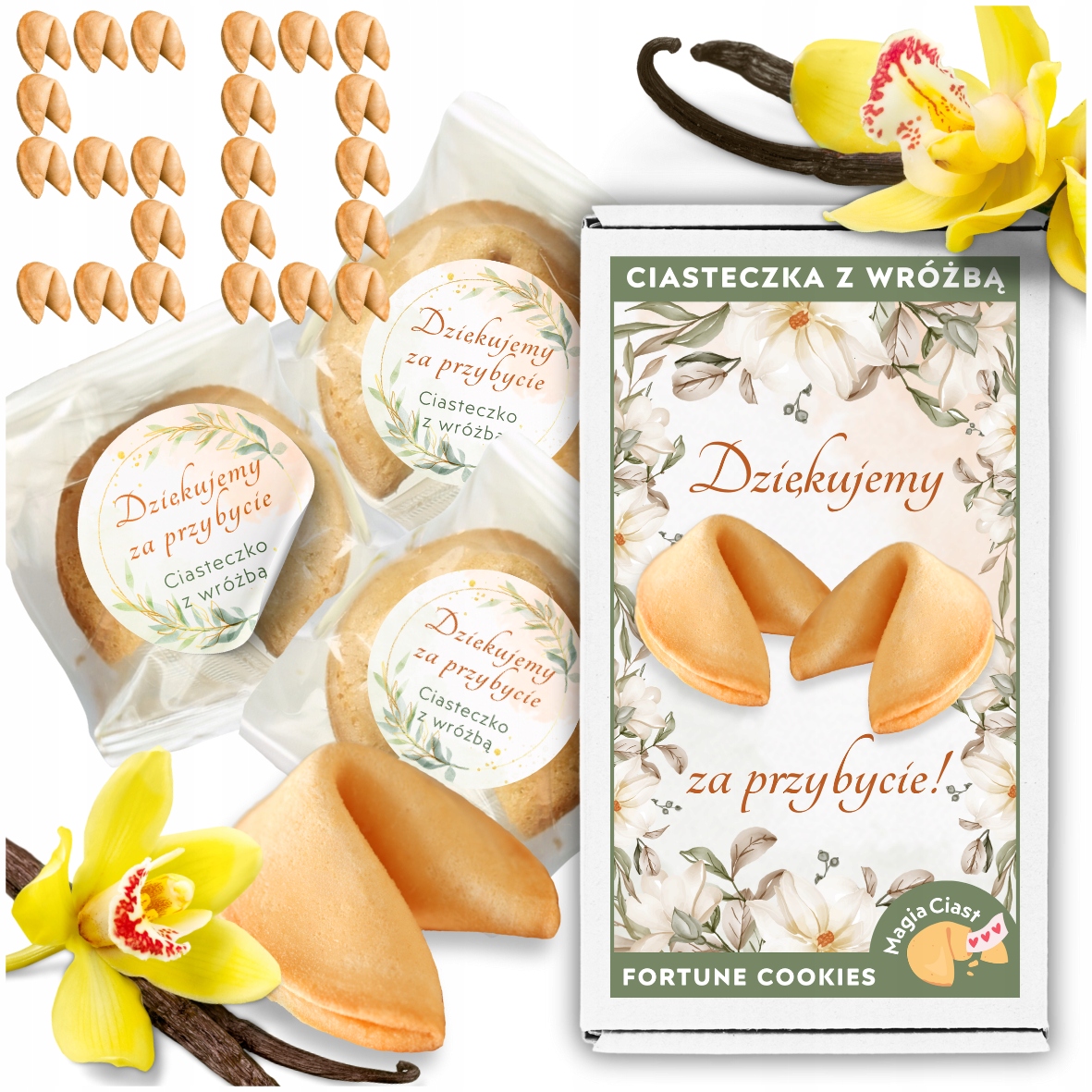 Ciasteczka z Wróżbą dla gości Podziękowanie za Przybycie Magia Losu 50 szt