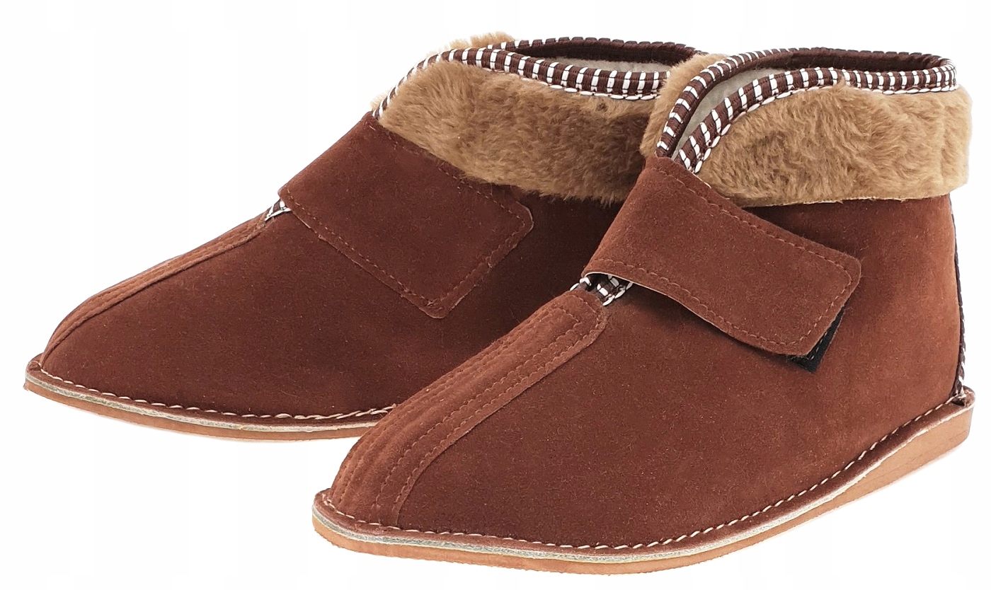 

Kapcie Bambosze Skórzane Wysokie Pantofle Wełna 43