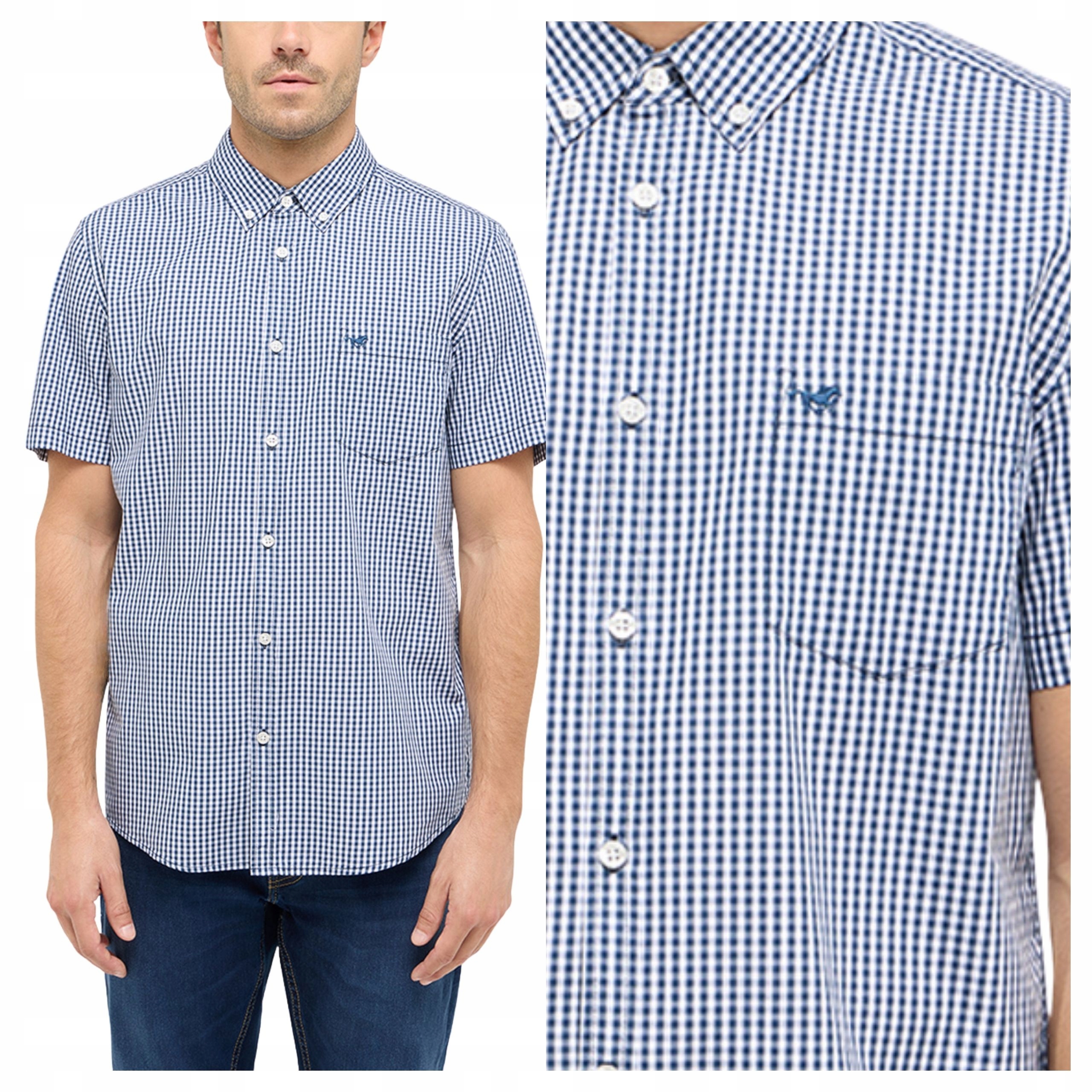 Pánská košile Mustang Gilroy Bílá Mřížka Vichy Regular Fit M