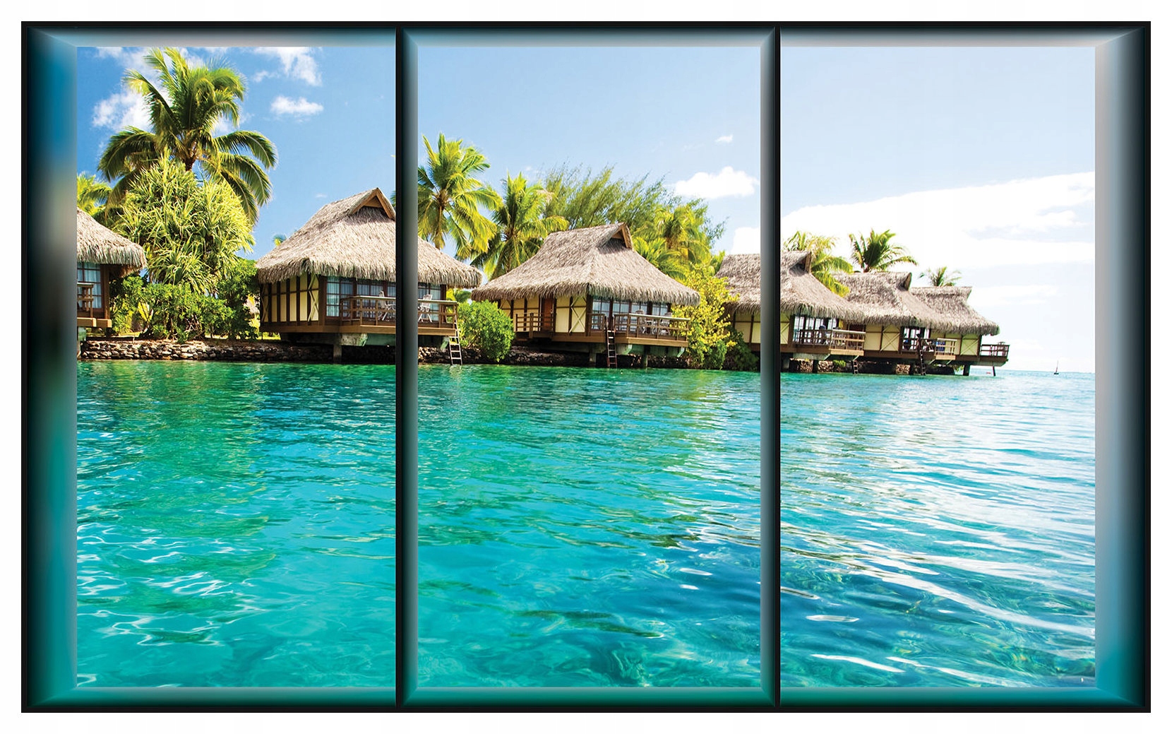 Vliesová fototapeta Bungalow Palmy Ocean Tropiki Relax 312x219 lepidlo