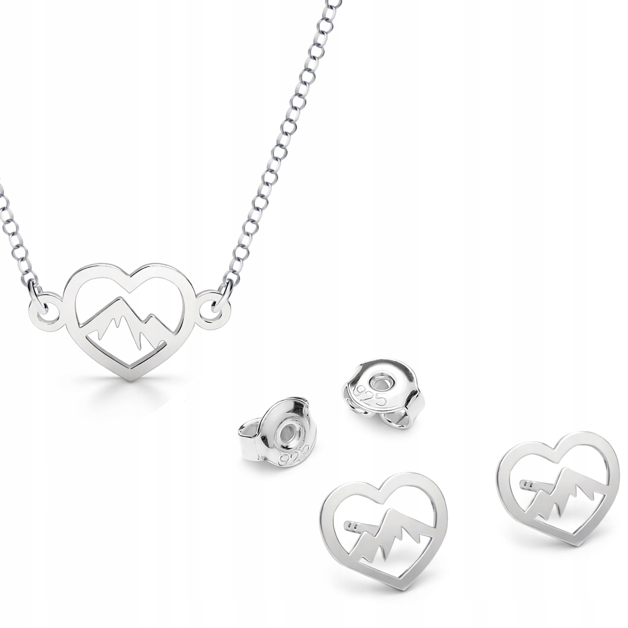 Stříbrný komplet šperků Hory v srdci Minimalistický styl Stříbro 925