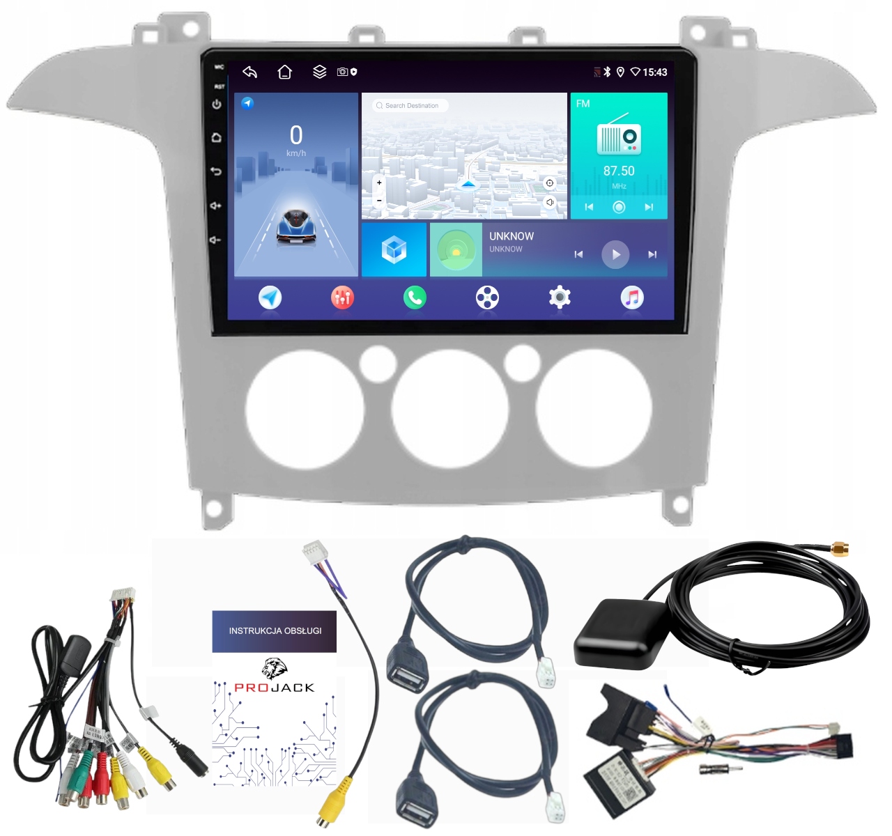 Rádio Navigácia Android Carplay Ford Smax Galaxy 4GB 64GB Sim