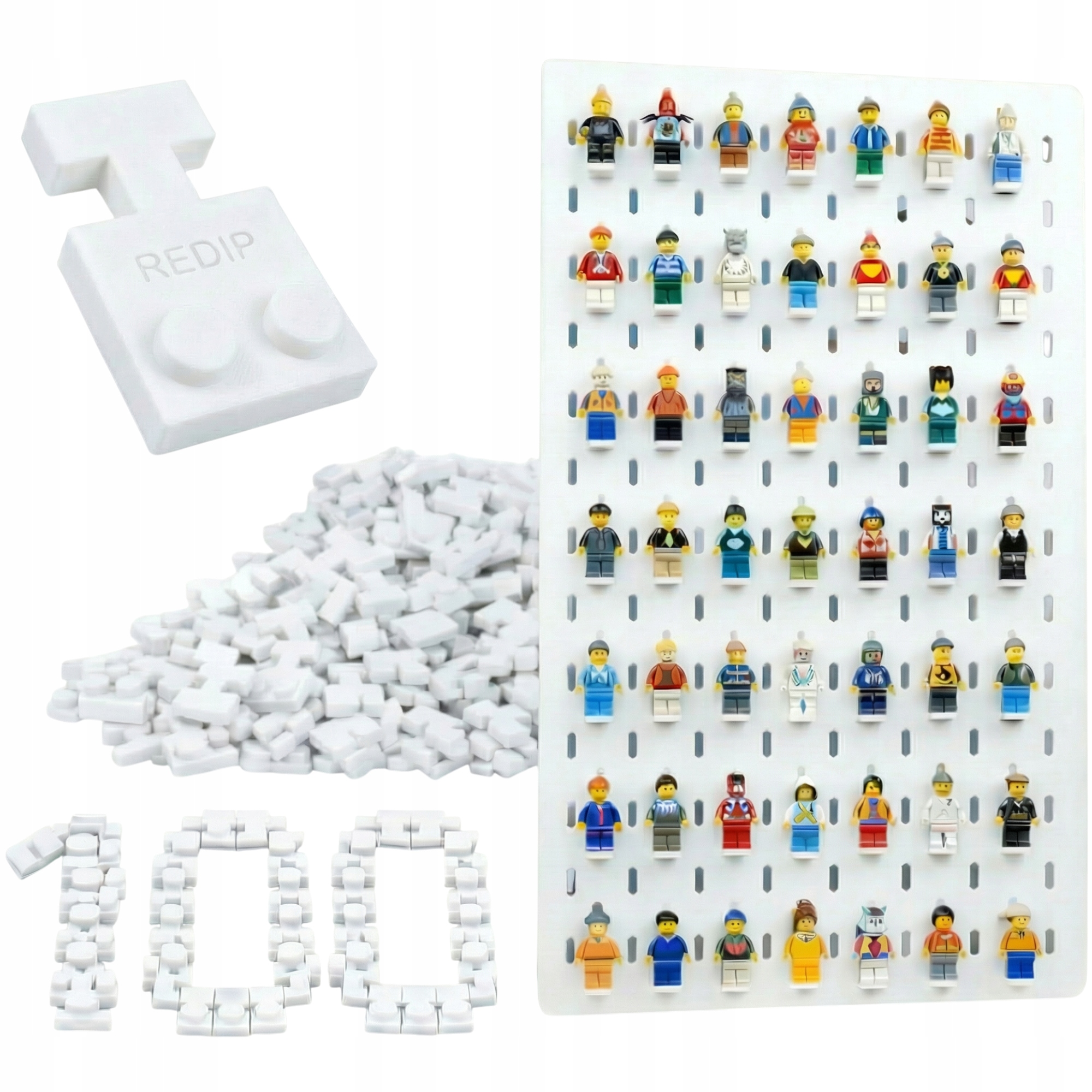 100 Sztuk Uchwyt Podstawka Na Mini Figurki Lego Do Tablic Ikea Skadis Biały