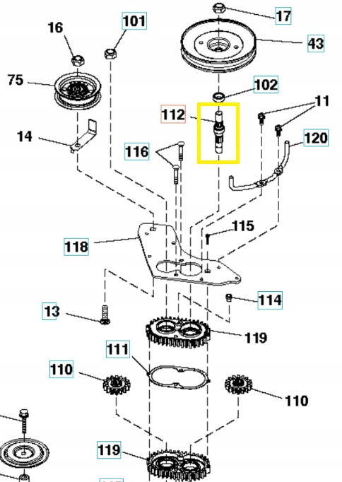 Oryginalny Wałek przekładni agregatu Husqvarna TC / CTH Typ wałek