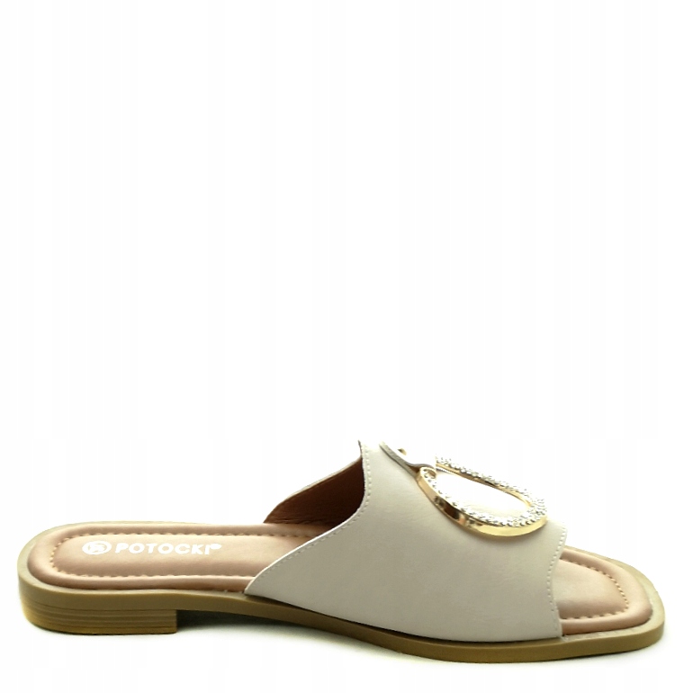 Eleganckie BEŻOWE damskie klapki 21021 Marka VINCEZA