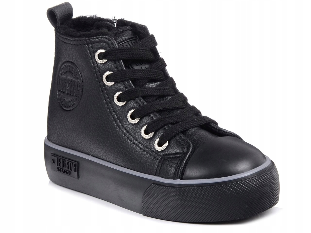 Buty dziecięce Big Star zimowe ocieplane trampki czarne wysokie KK374228 33
