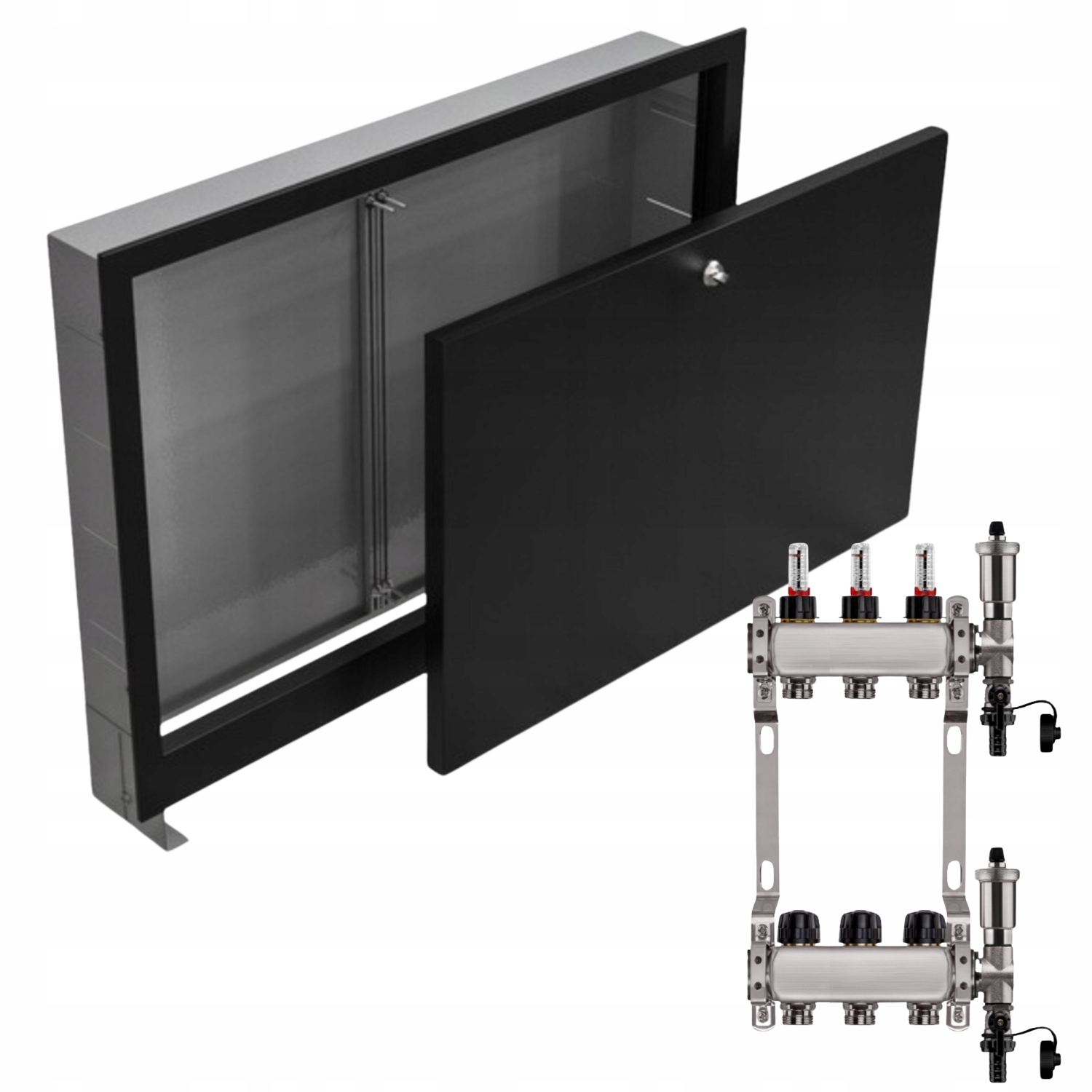 Nerezový Rozdělovač Podlahové Krytiny 3+ Podomítkový Box, Černý