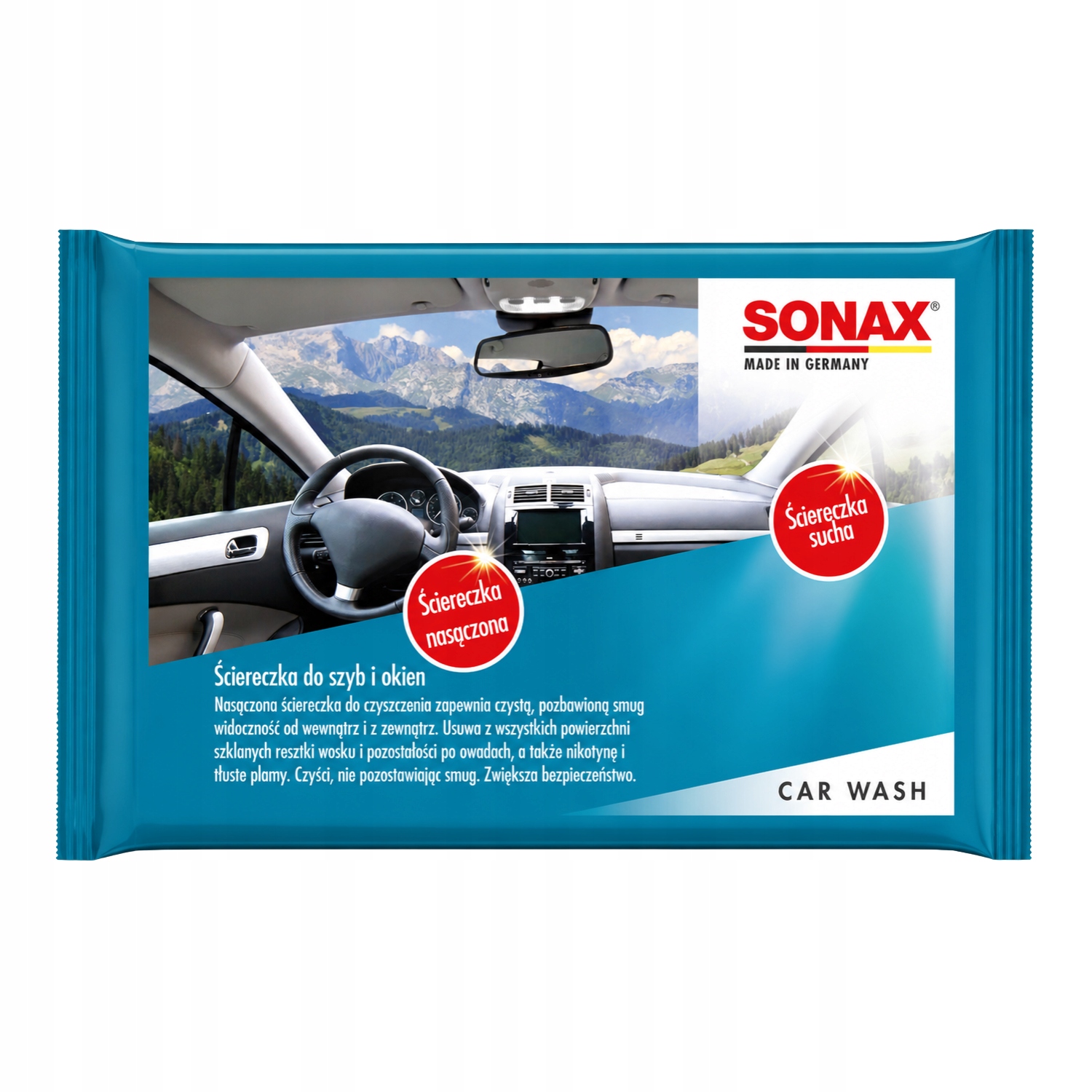 Sonax Ściereczki Nawilżone i Suche do Usuwania Wosku z Szyb i Lusterek