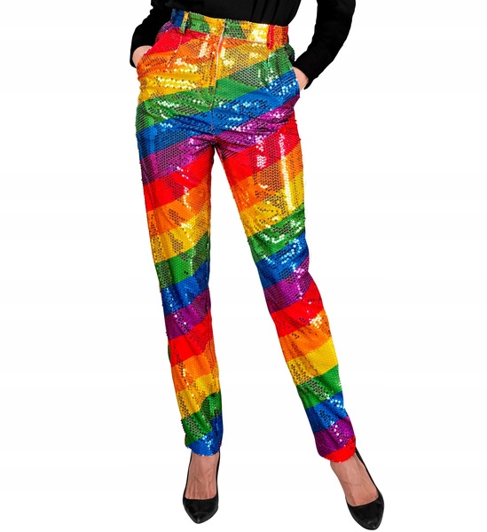 Dámské flitrové kalhoty duhové vícebarevné S