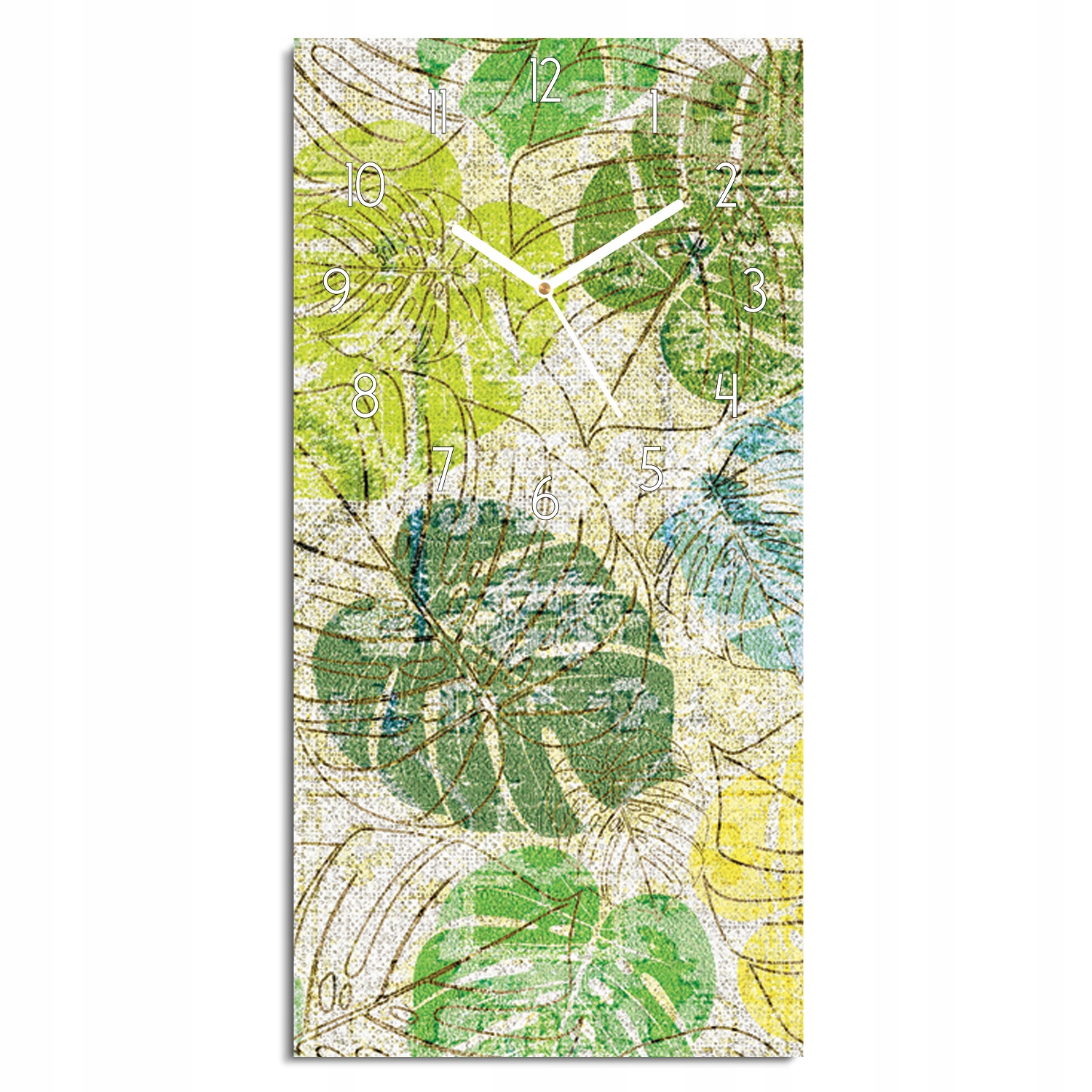 hodiny na skle 30x60 monstera rytina vzor tichý