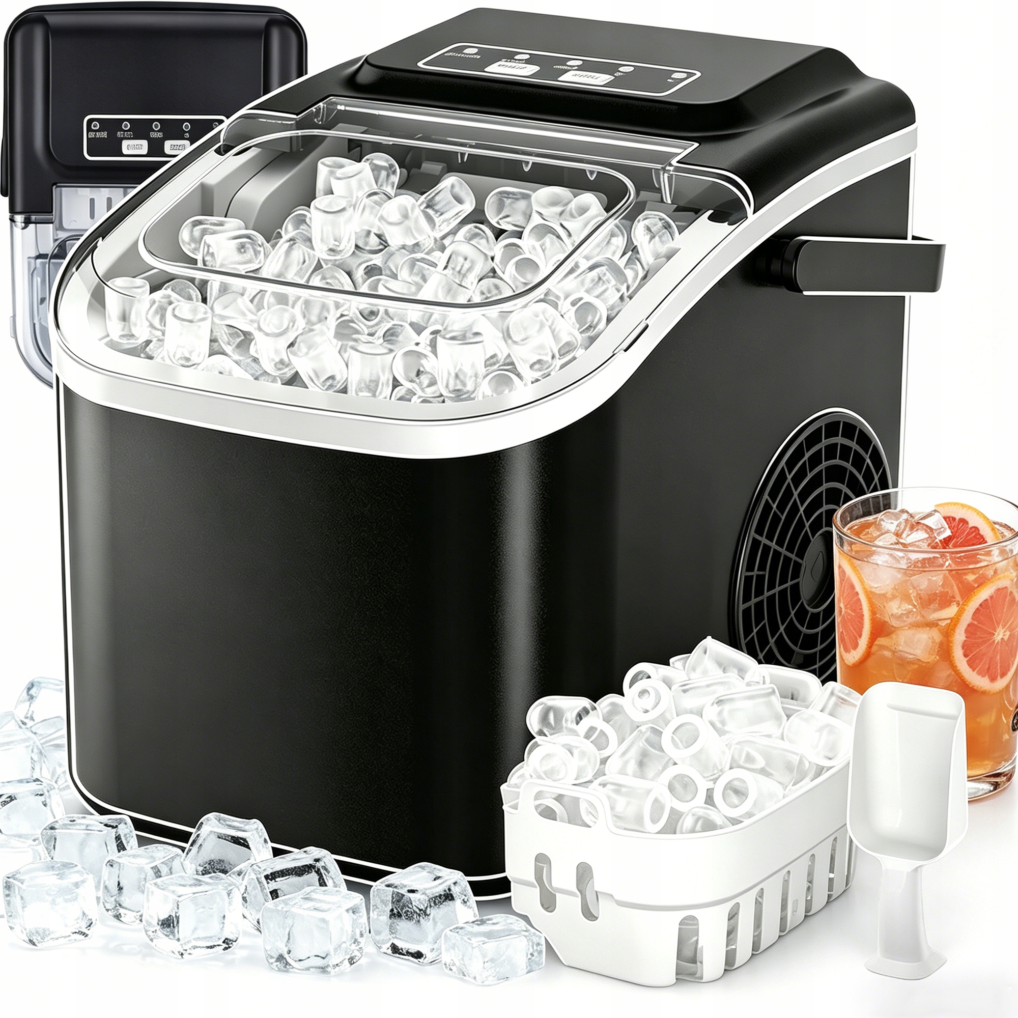 Výrobník Ledu 100 W Výkonný Rychlý Tichý Výrobník Kostek 12 KG/24 H