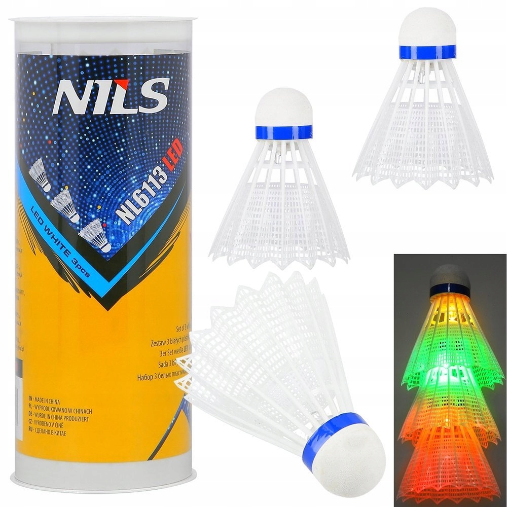 

Nils Komplet 3x Lotki Led Do Badmintona Nylonowe