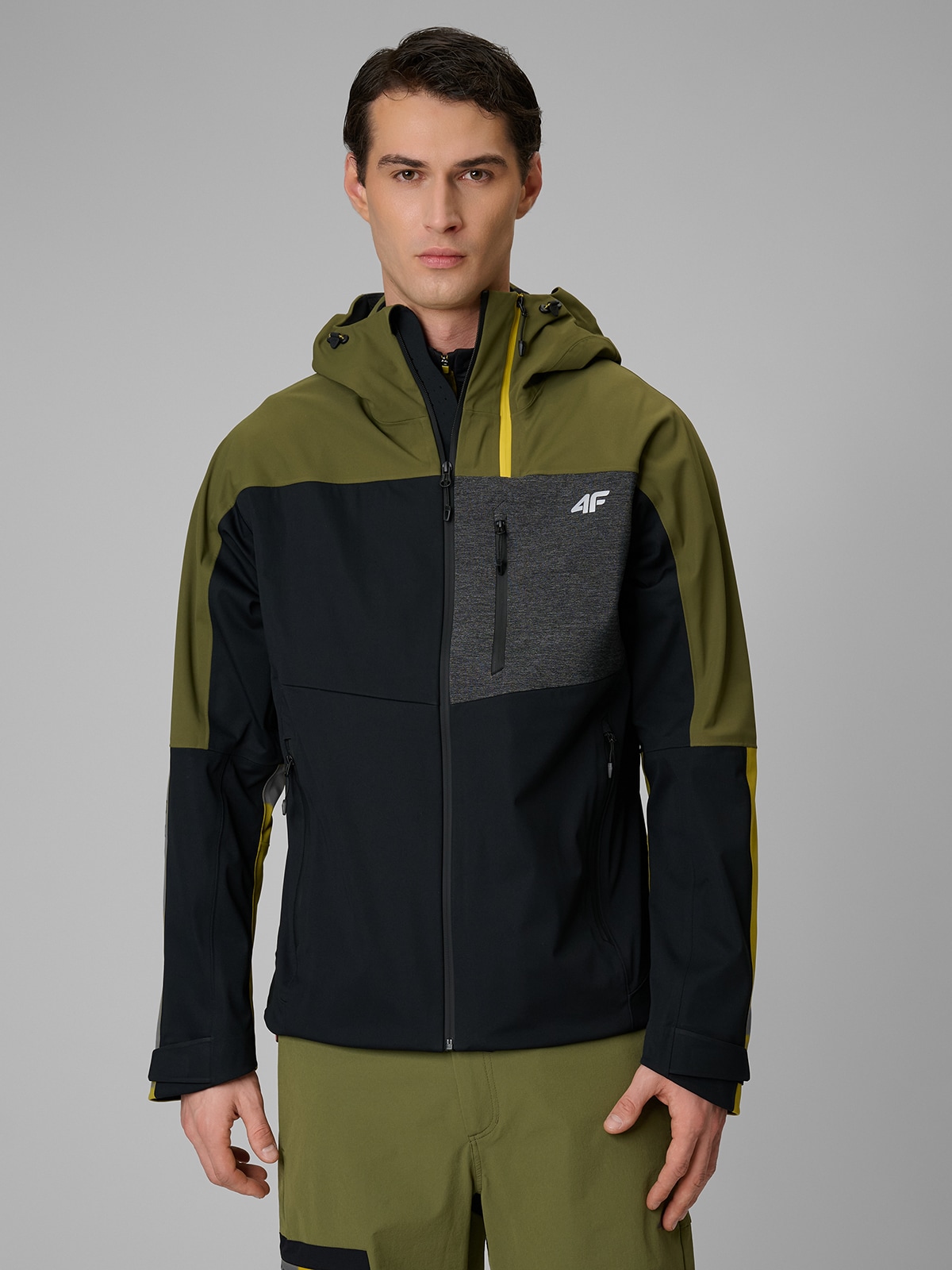 4F Pánská Softshellová Bunda Khaki Větruvzdorná 3XL