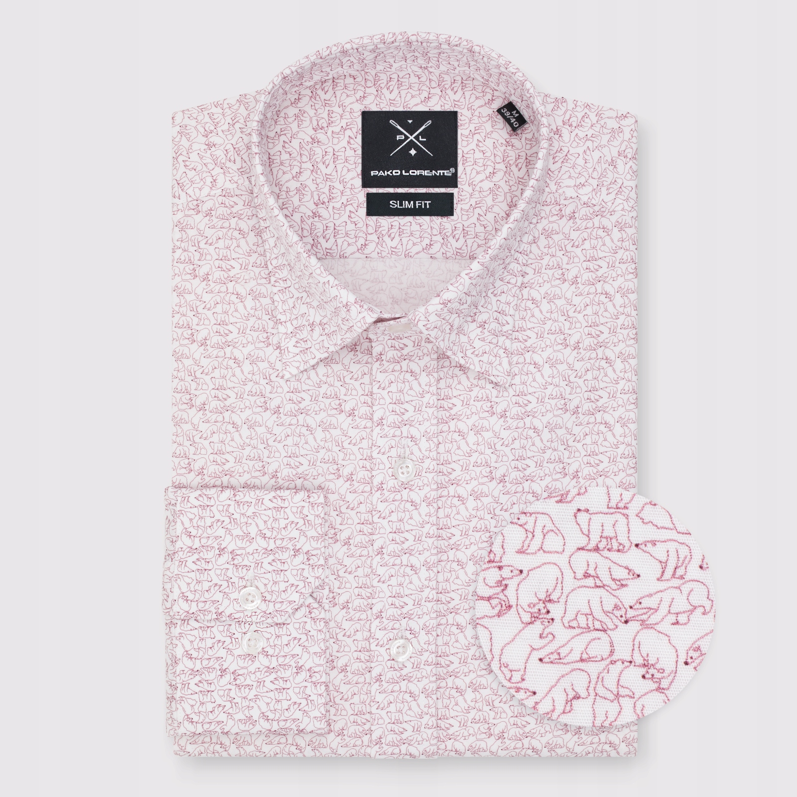 Bílá pánská košile s červeným vzorem Pako Lorente vel XL