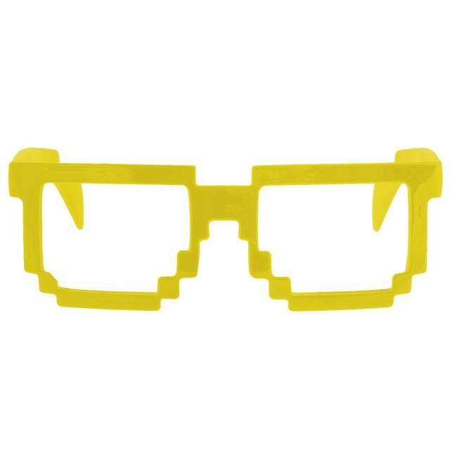OKULARY pikselowe PIXEL 8bit ŻÓŁTE geek NERD