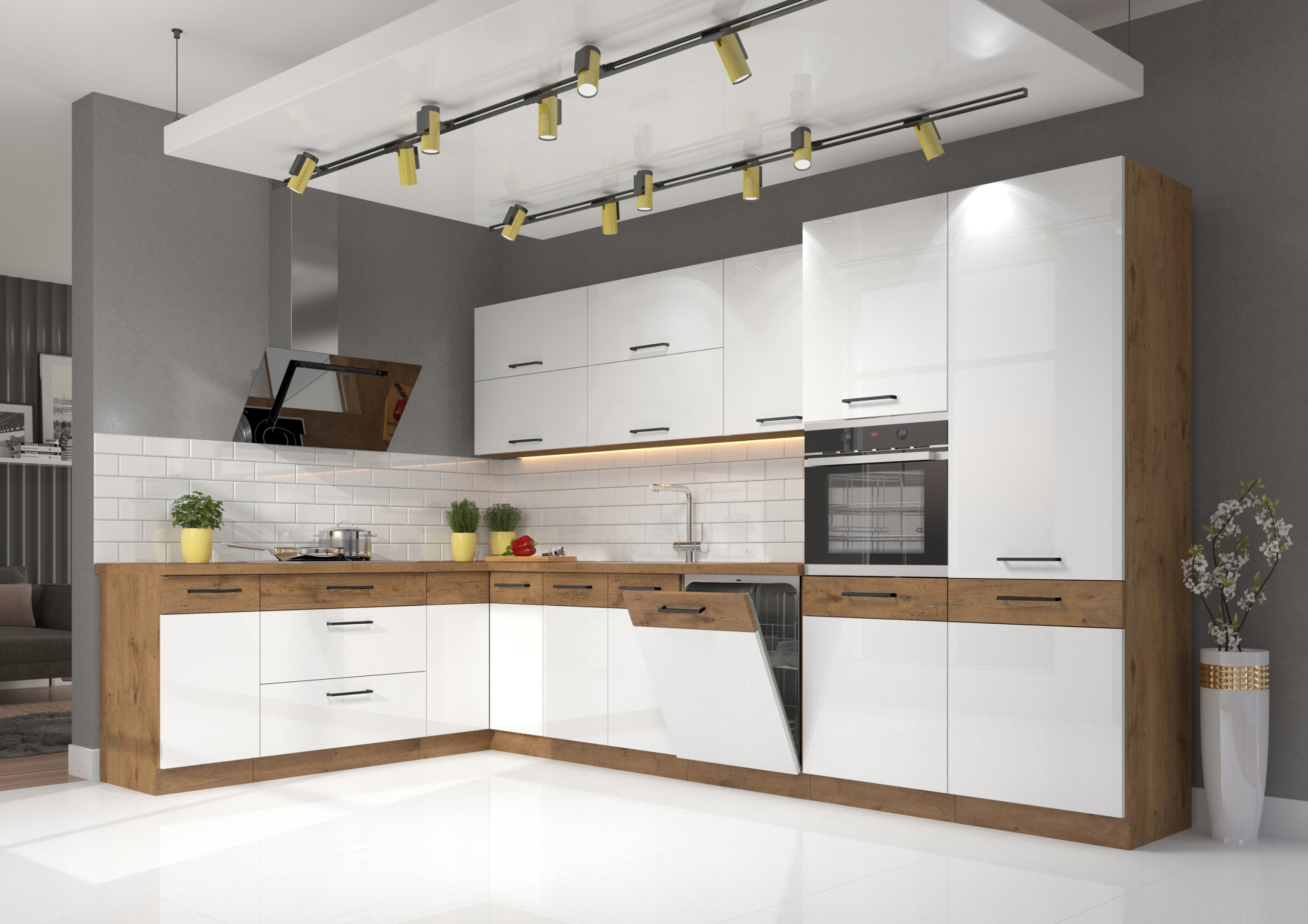 Front do zabudowy zmywarki 45 - 713x446. Grafit Kolor mebla dąb lancelot