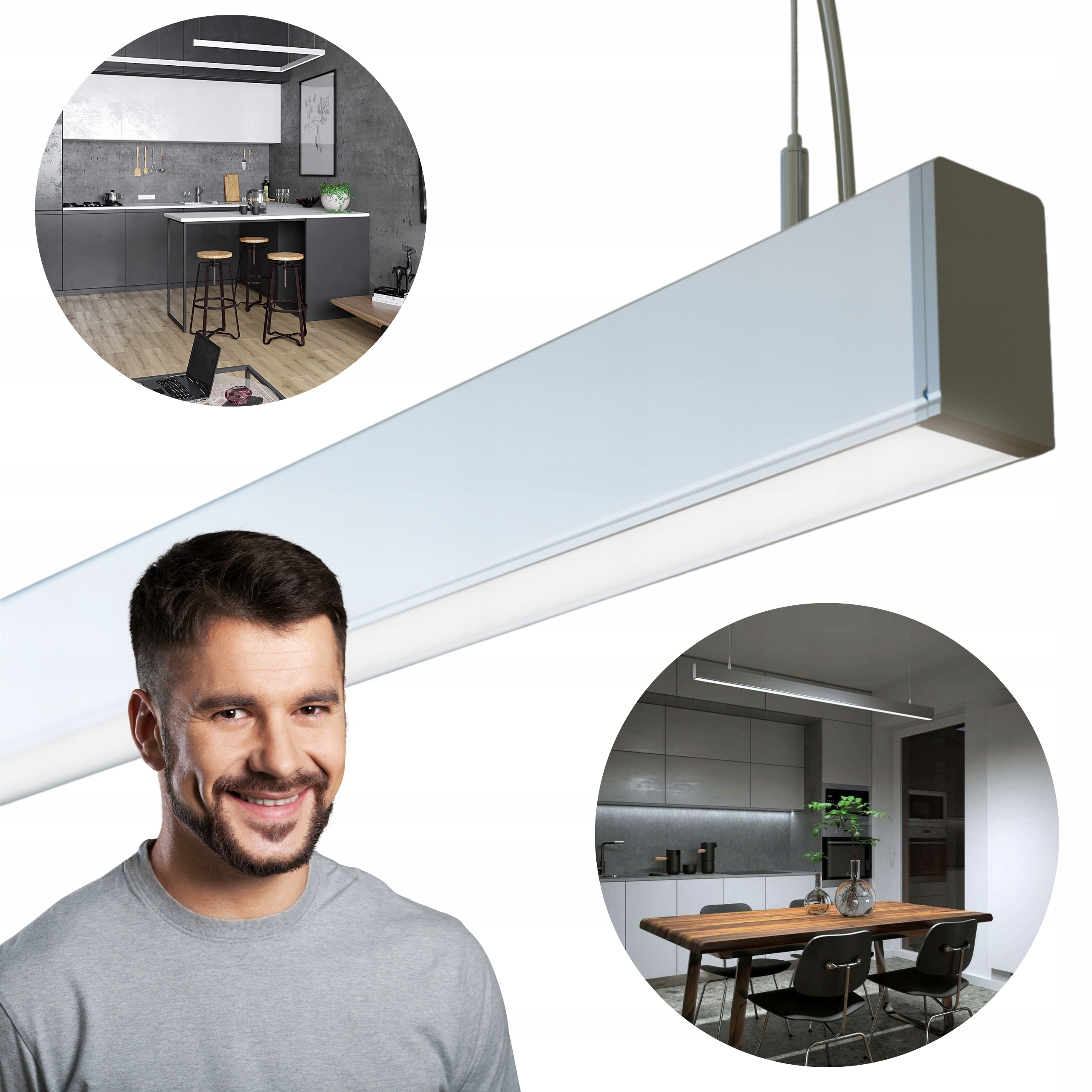 Led Závesná Stropná Lampa 30W 3000LM 100CM 4000K Lineárna Do Kancelárie Biela