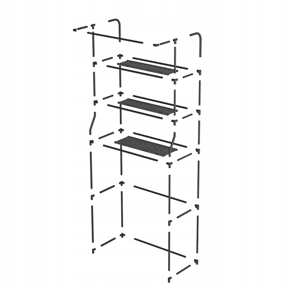 Koupelnový Regál Nad Toaletu, Polička, Stojan, Organizér 3-ÚROVŇOVÝ Černý