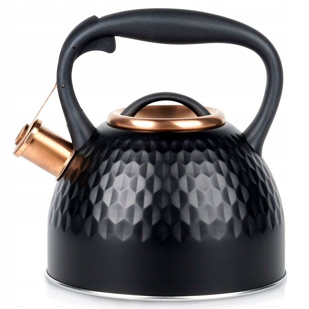 Konvice s píšťalkou ocelová, černá, 2,5 l