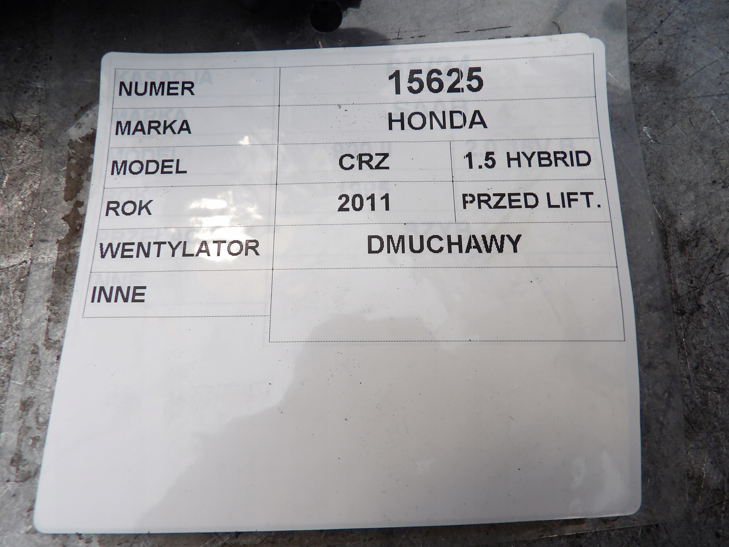 Honda CR-Z ventilátor topení 1,5 Hybrid