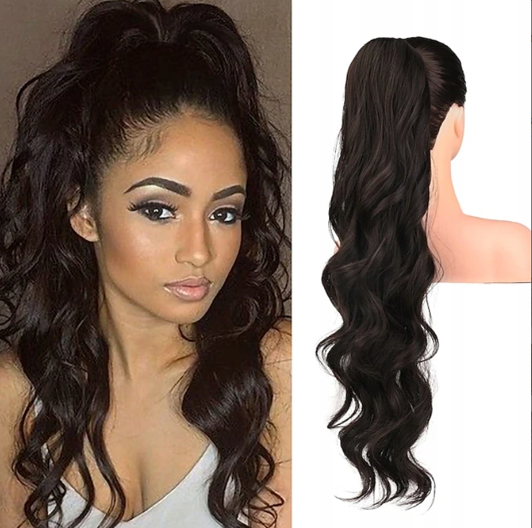 Prodlužování poníka Dlouhé Vlny Syntetický Tmavě Hnědý 55 cm