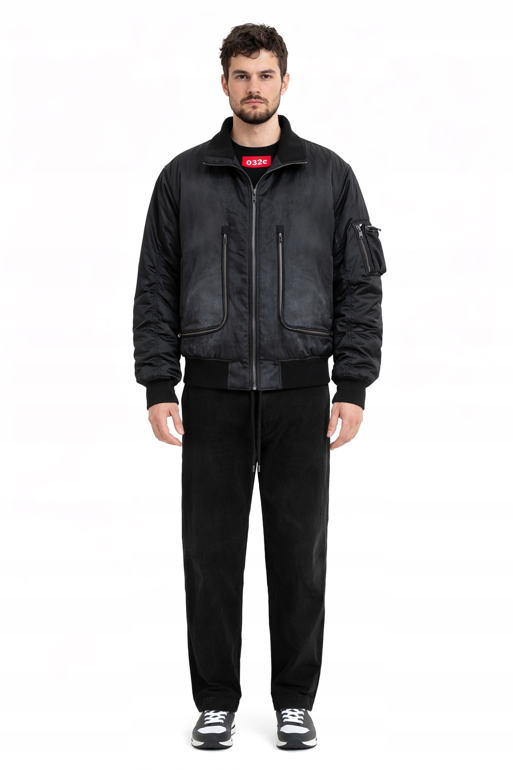 O32C Vánoční Pánská Bunda Černá Se Stahovacími Šňůrkami A Kapsami M I2G