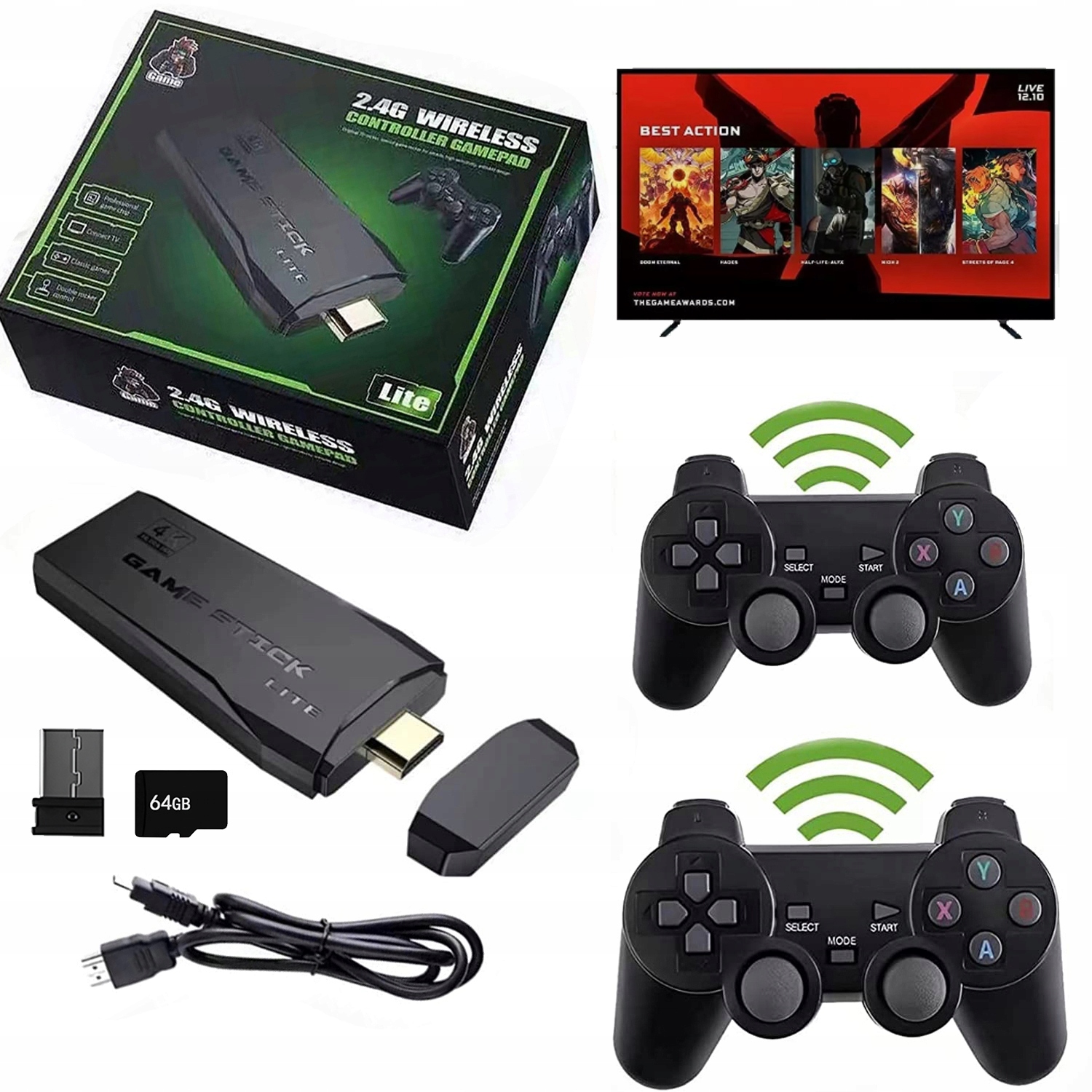 Konsola Retro 2 Pady +20000 Gry Tv Gra Telewizyjna Bezprzewodowy 2.4G Hdmi