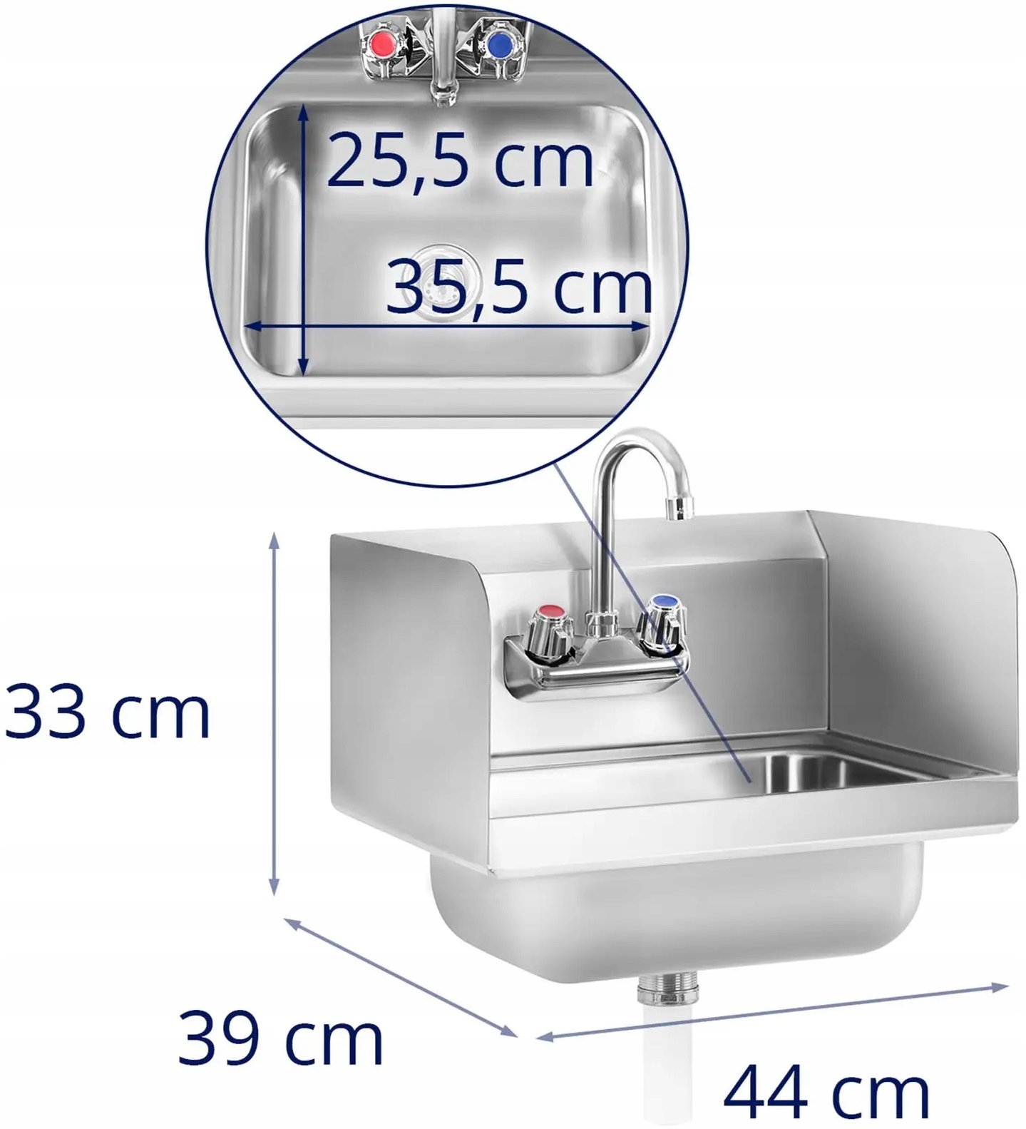 Umywalka ze stali nierdzewnej 43,5x38x32 cm Royal Catering RCHS-2 10010510