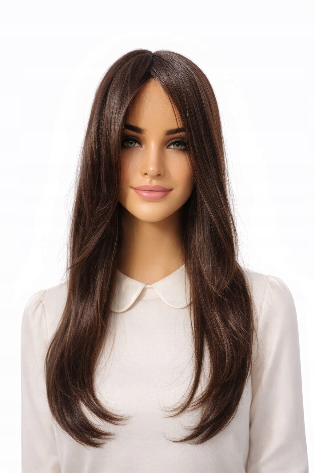 Dlouhý syntetický topper, maskovací nástavec Best Lékořice v hnědé barvě