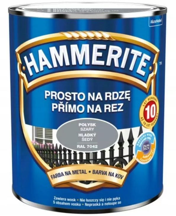 Hammerite prosto na rdzę Szary RAL7042 połysk 2,5L