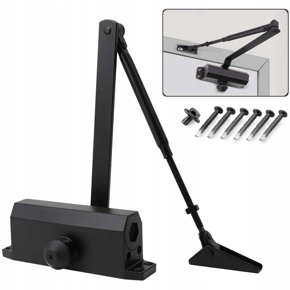 SAMOZAMYKACZ DRZWIOWY Z BLOKADĄ OTWARCIA RAMIENIEM ZAMYKACZ DO DRZWI 65 KG