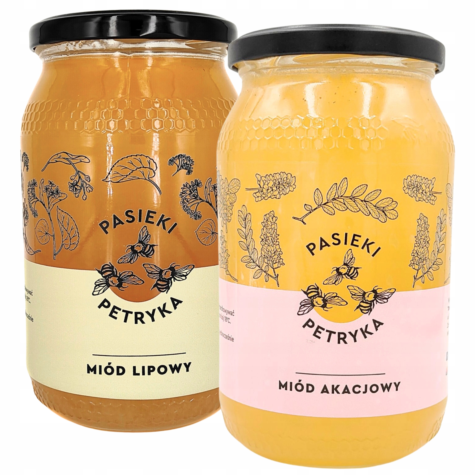 Miód lipowy akacjowy 1,2 kg duże słoiki Pasieki Petryka