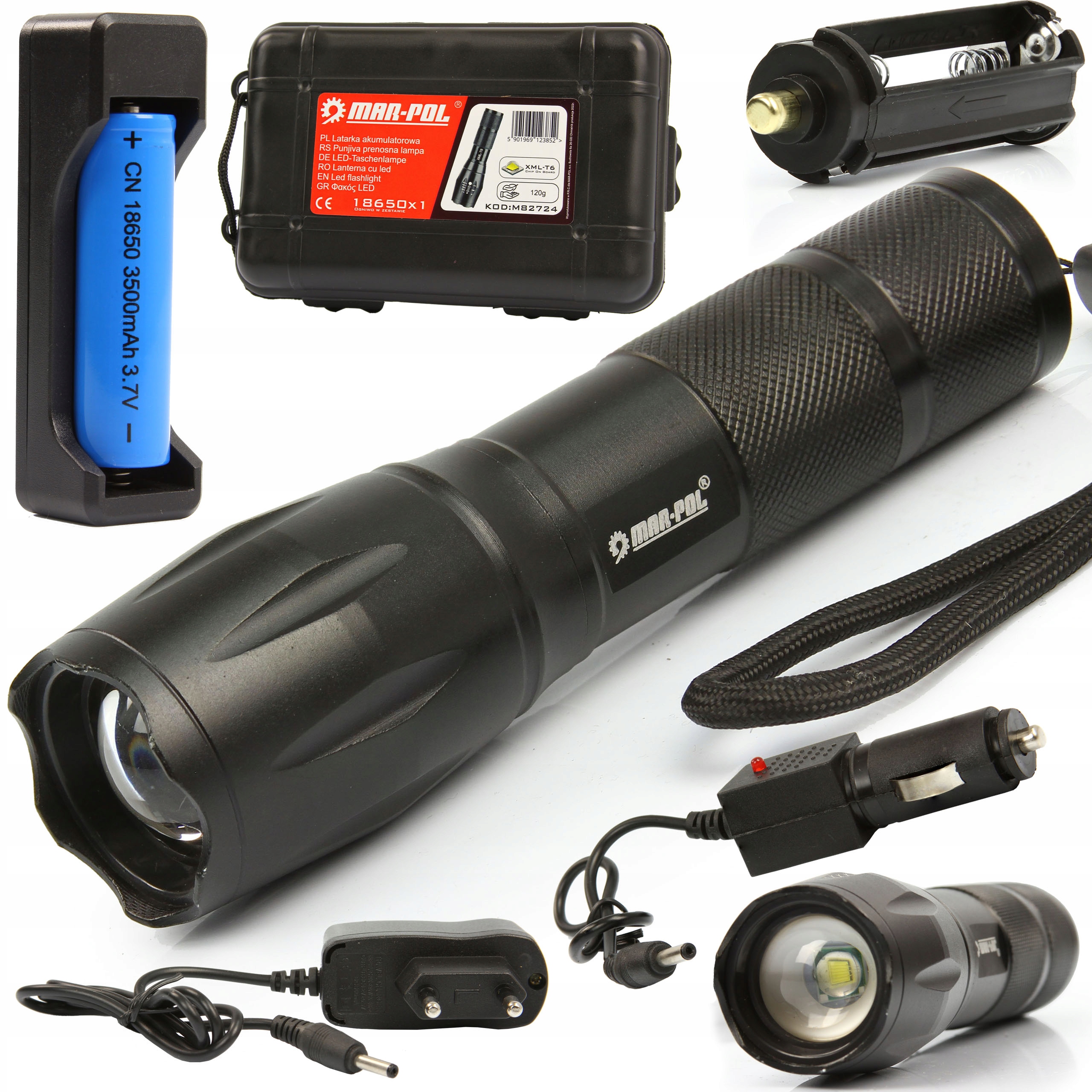 MOCNA LATARKA TAKTYCZNA ZOOM XML-T6 DUŻY ZASIĘG