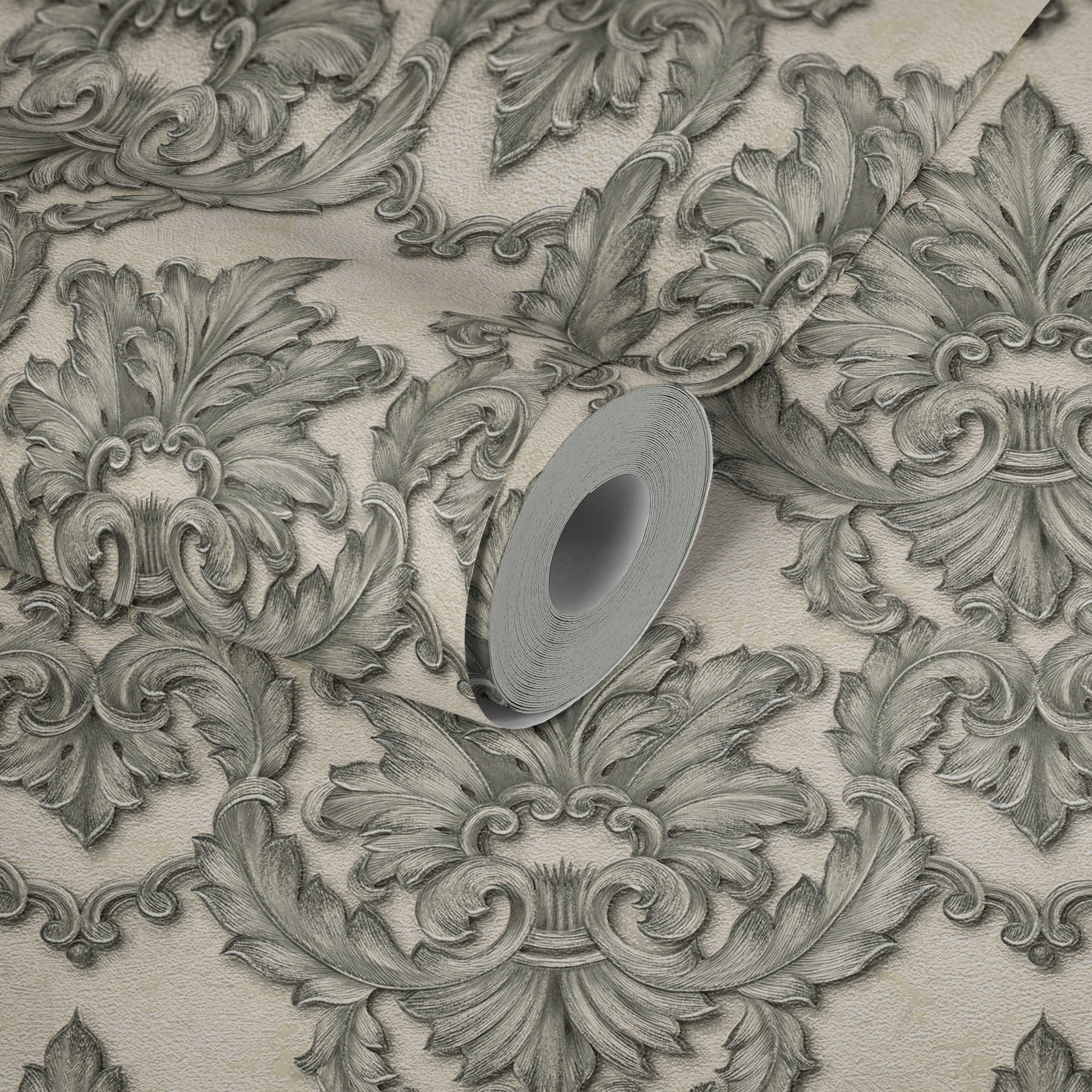 TAPETY SREBRNE ORNAMENTY TAPETA ZMYWALNA