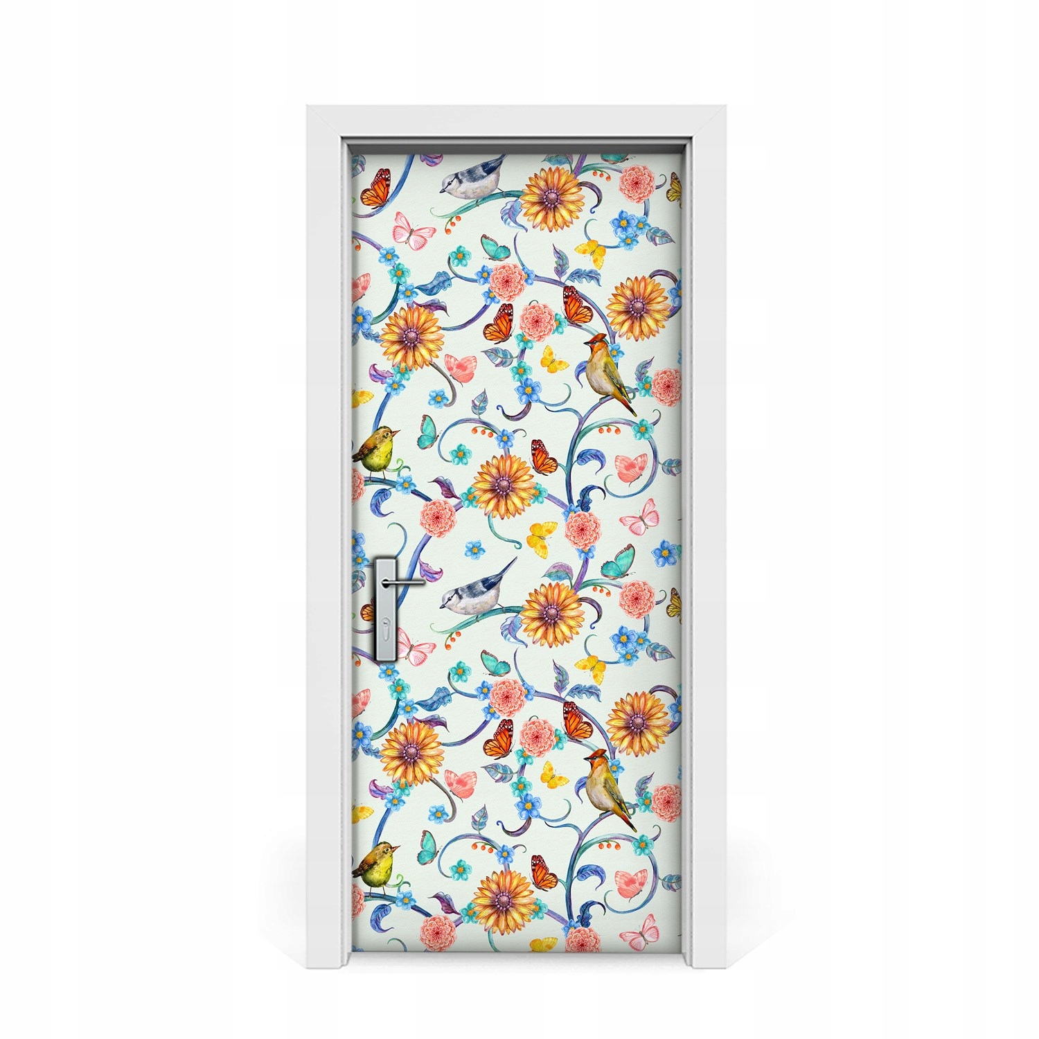 

Naklejka na drzwi Tropikalna flora i ptaki 85x205