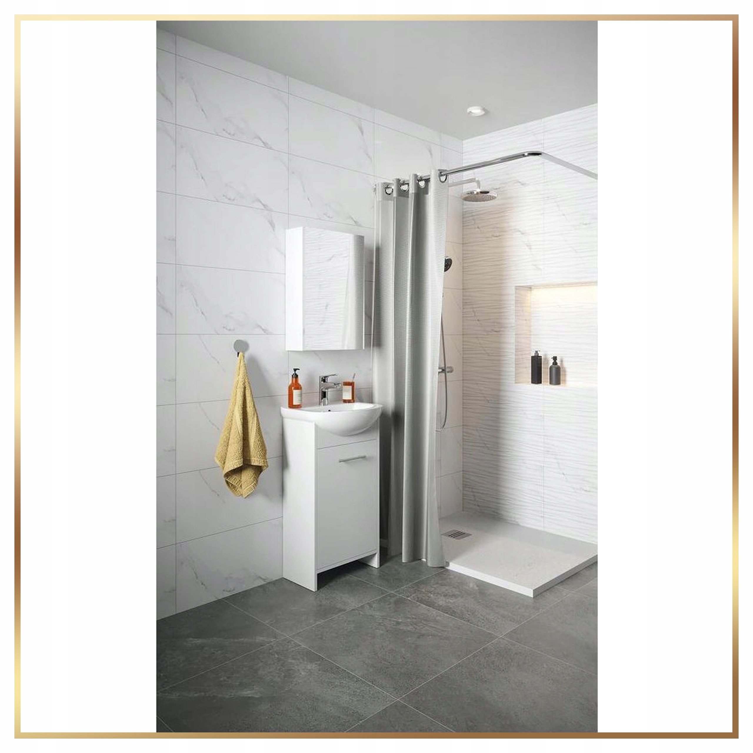 Biała Szafka do Łazienki Stojąca z Umywalką 45 cm Fight Sensea Głębokość mebla 22 cm