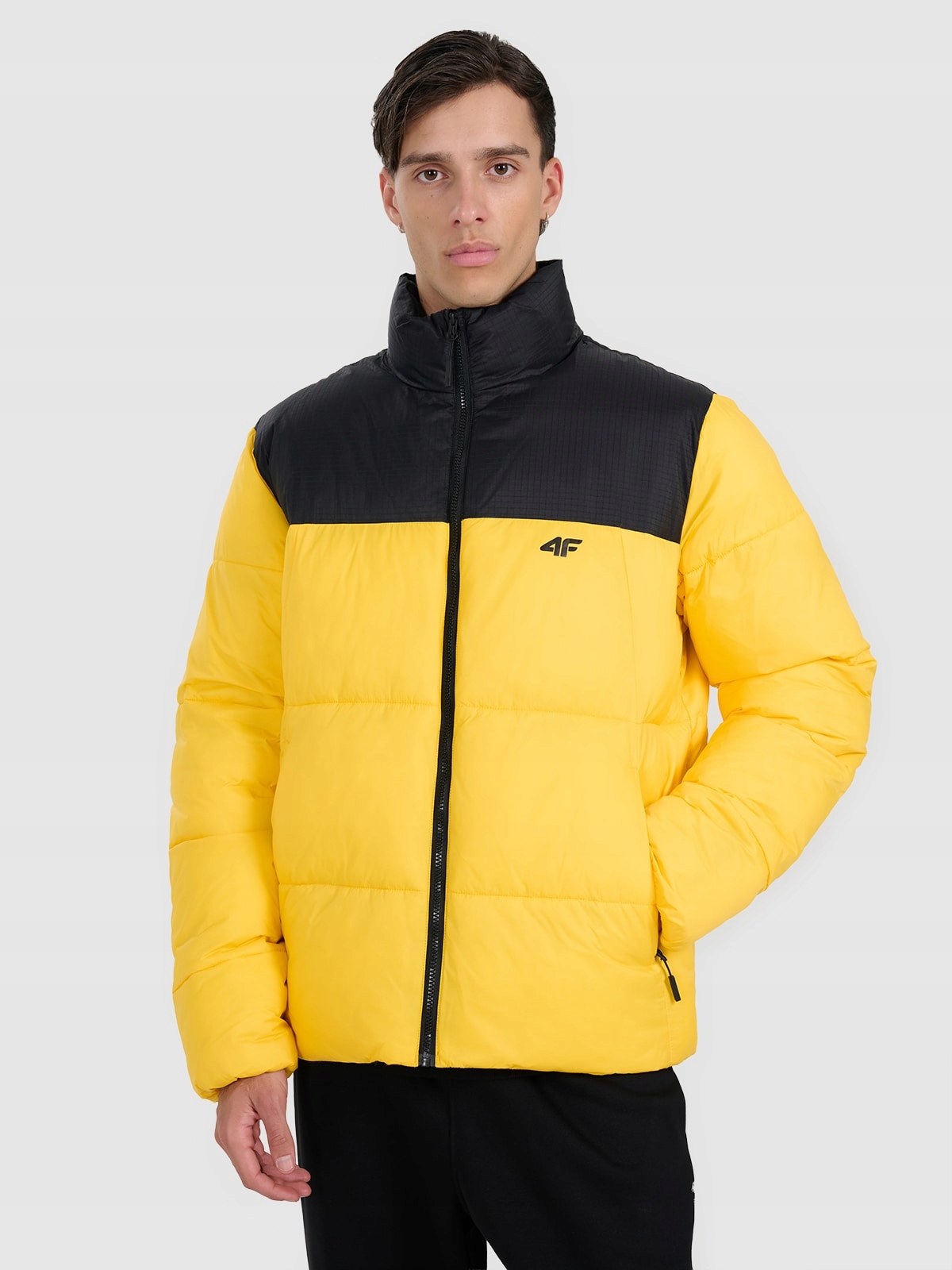 4F Pánská péřová bunda Žlutá XL