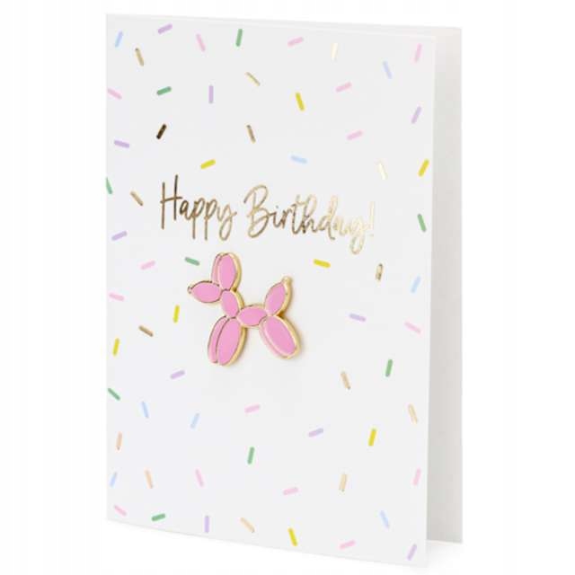 

Kartka z pinem Happy Birthday konfetti Balonik