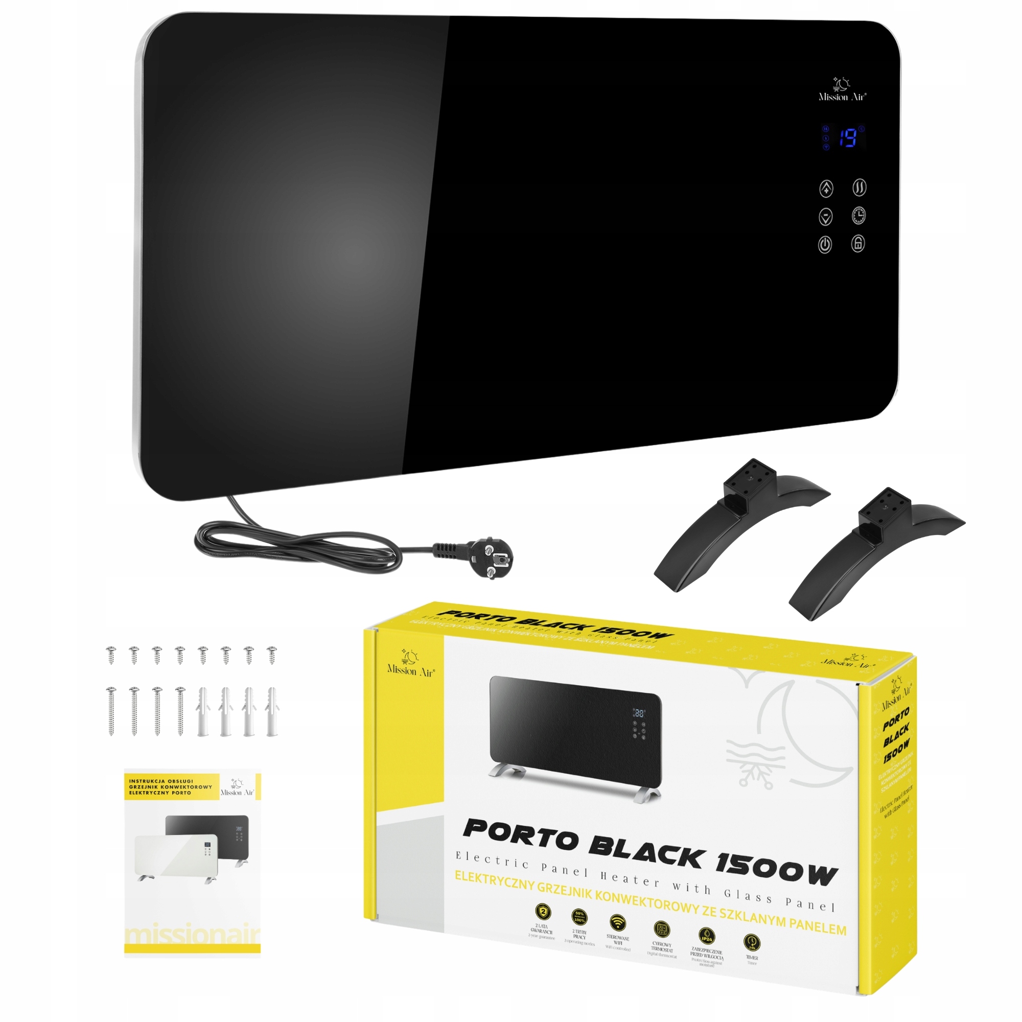 Elektrický Konvektorový Ohřívač Skleněný Panel energeticky úsporný 1500W WiFi