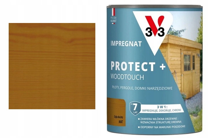 Impregnat Protect+ Woodtouch V33 płoty pergole, domki Dąb Złocisty Mat 4,5L