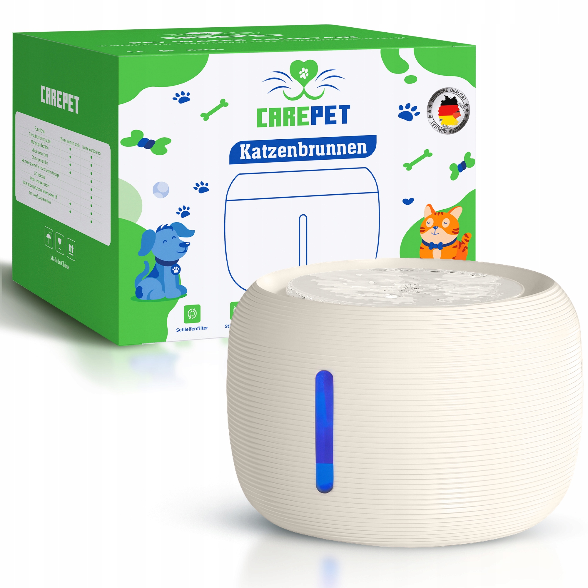 Levně Fontána pro domácí mazlíčky CarePet 2,5 l – Led, dávkovač vody bez Bpa pro kočky a psy