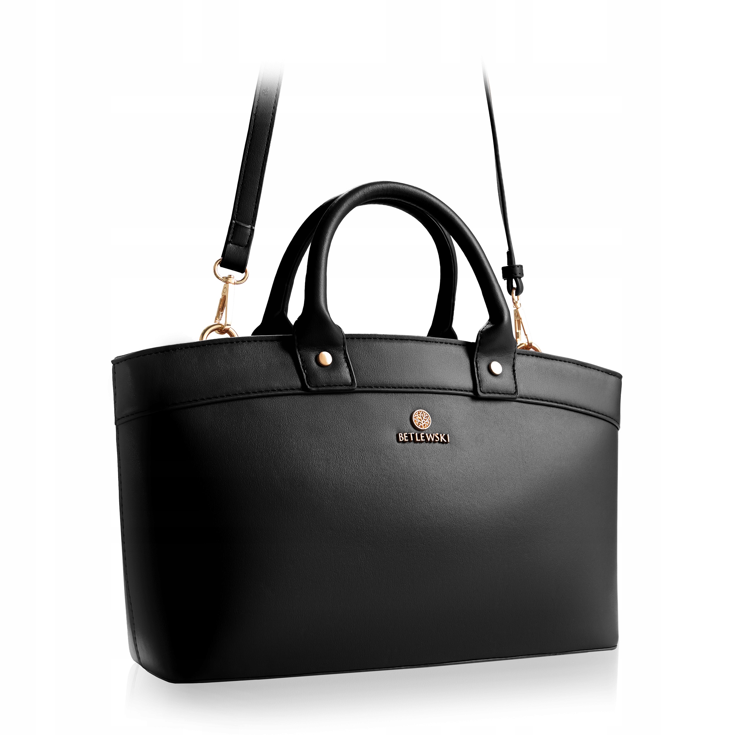 Betlewski klasyczna torebka damska na ramię skóra ekologiczna czarna