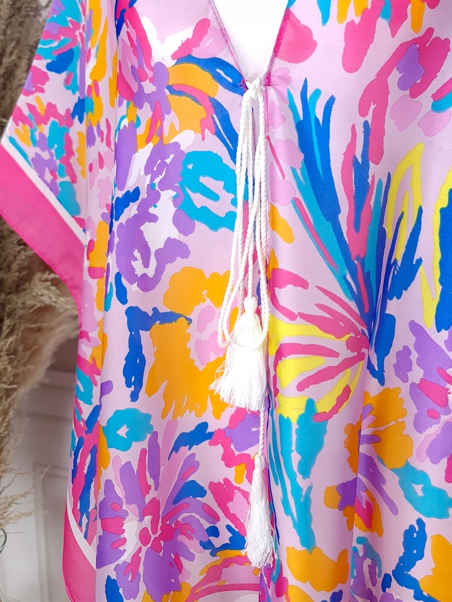 JEDWABNE PAREO CHUSTA TUNIKA PLAŻOWA BOHO KOLORY Wzór dominujący mix wzorów