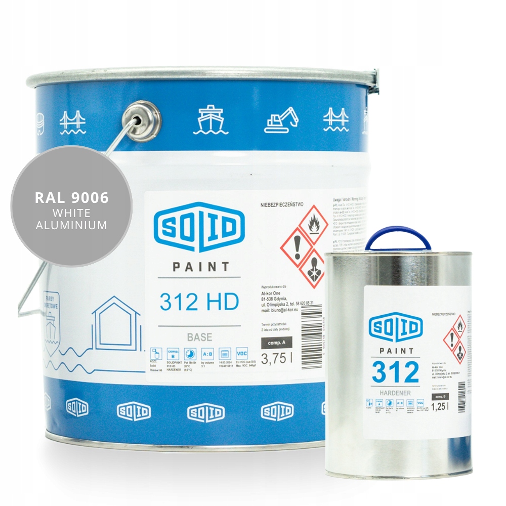 Barva barva na beton, kovové lamináty Solid Paint 312 Hd Ral 9006 5L