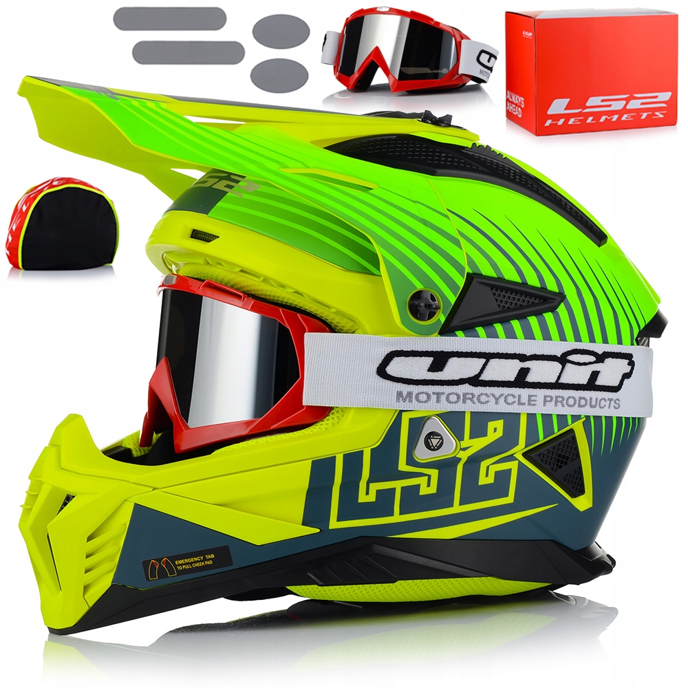 Motocyklová Prilba LS2 MX708 Fast II Duck Fluo Lehká Enduro Cross Atv Okuliare