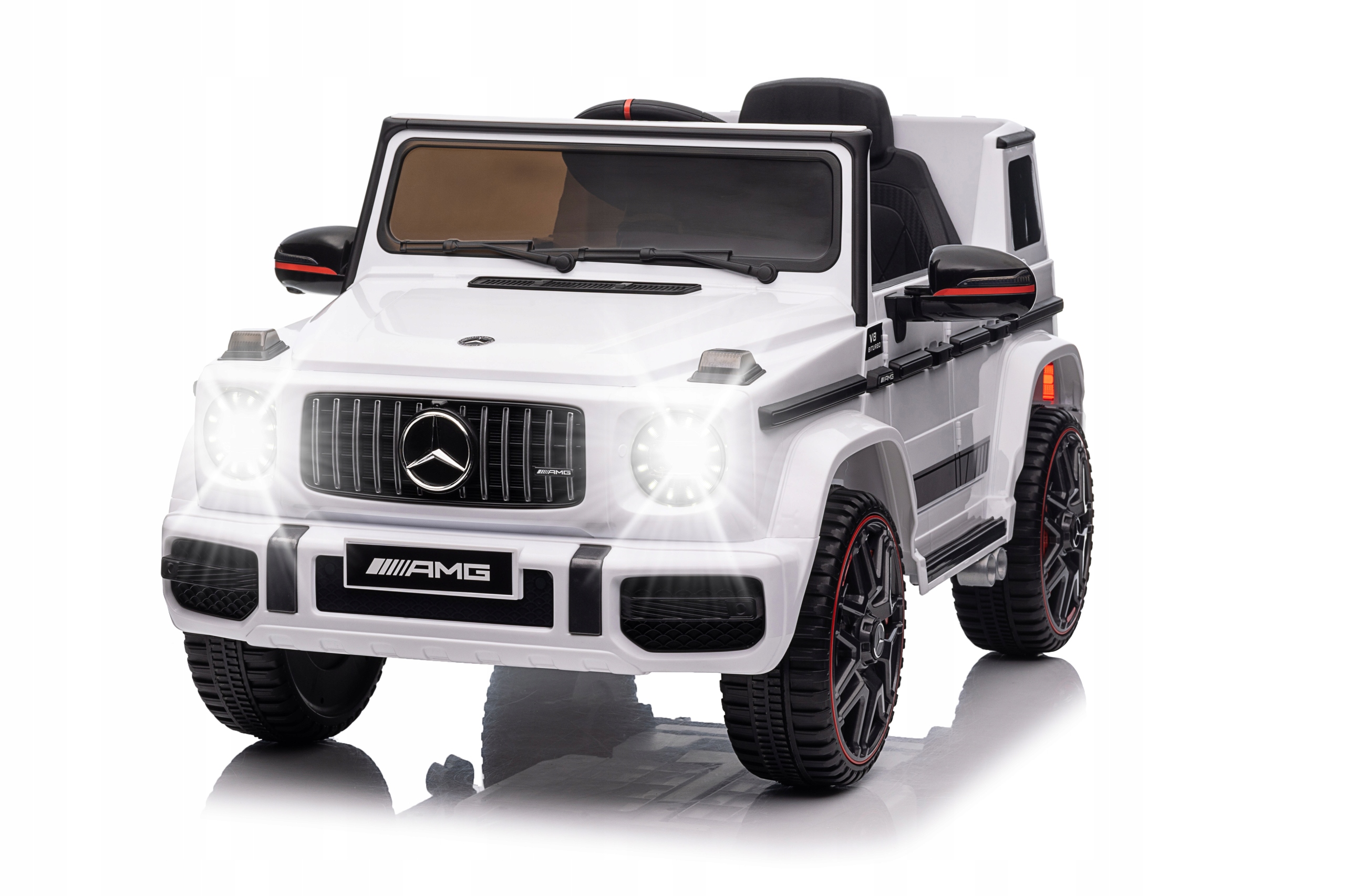 Mercedes G Auto Na Akumulator Pilot Skóra Miękkie Koła Eva Silniki 4x45W