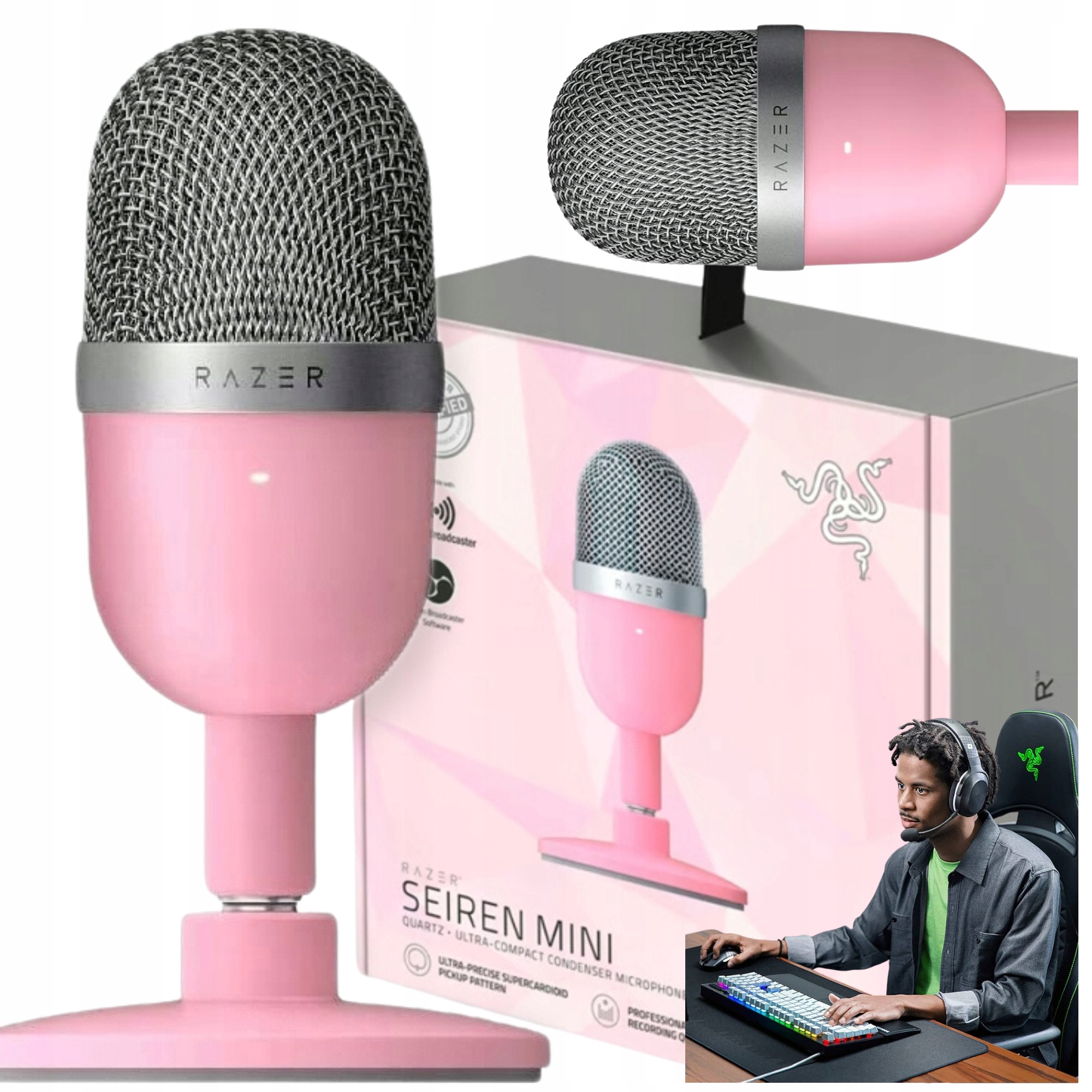Mikrofon Razer Seiren Mini kompaktní Růžový