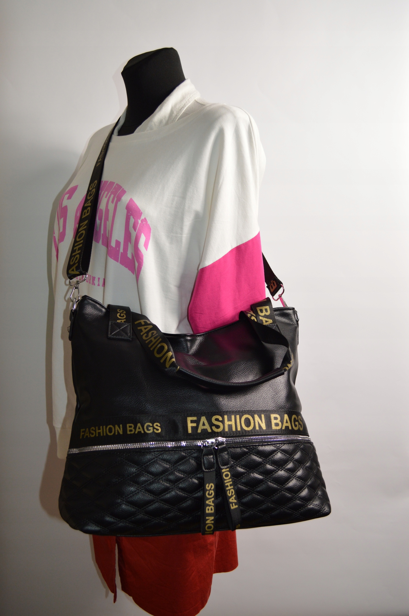 ELEGANCKA DUŻA TOREBKA DAMSKA WOREK SHOOPER BAG Wzór dominujący bez wzoru