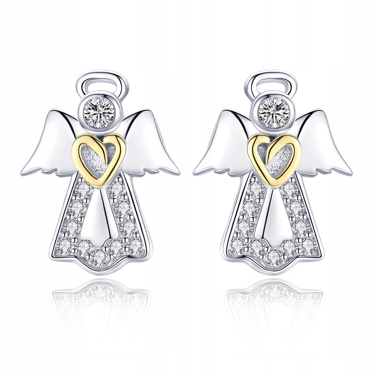 Stříbrné náušnice Ornamo Anděl strážný ryzost 925 zirkon bílá tyčinka