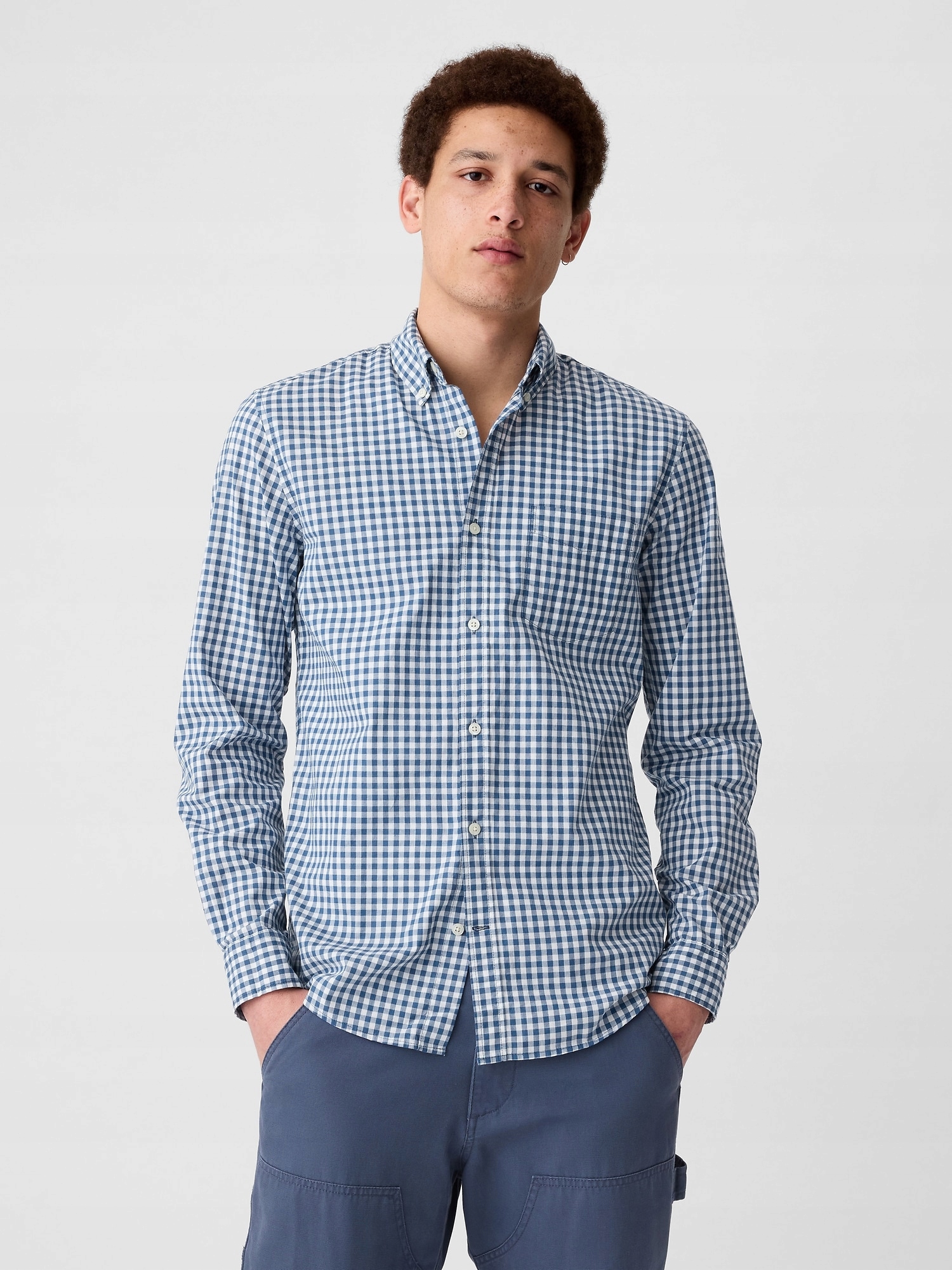 Gap Košile slim poplin stretch modrá